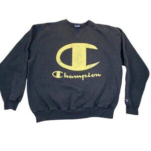 Vintage Champion Mens Sweatshirt Size XXL Crew Neck Pullover Activewear Black